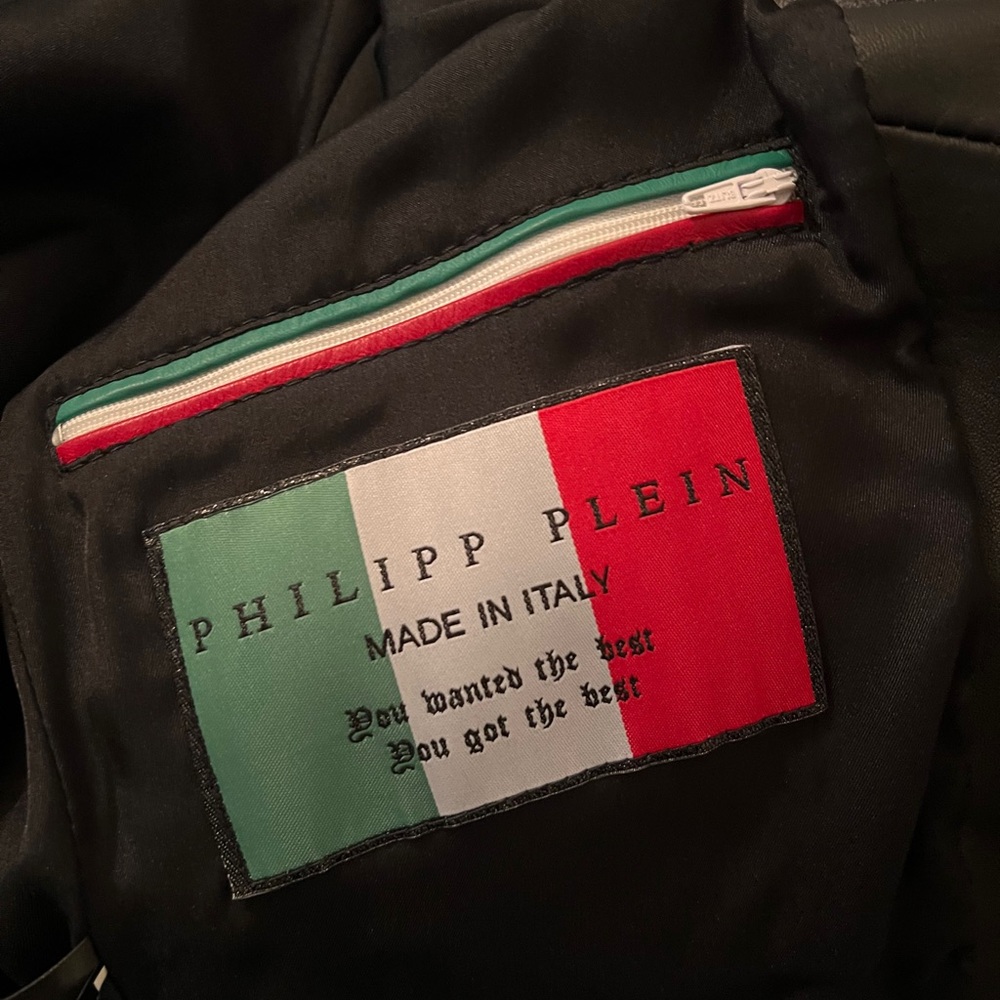 leather jacket. 
Philipp Plein